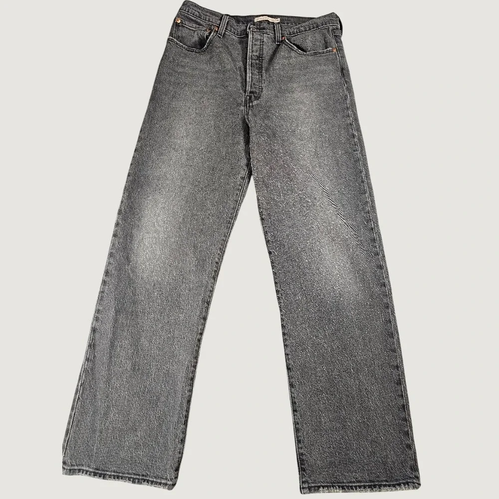 Levis Premium Ribcage Straight Ankle Jeans Faded Black High Rise button fly y2k - Picture 2 of 8